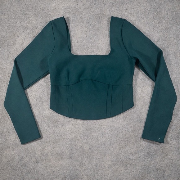 Abercrombie & Fitch Tops - New Abercrombie & Fitch Womens Green Corset Long Sleeve Crop Top Square Neck L